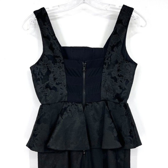 ALICE & OLIVIA Womens 0 BLACK DRESS Yodi brocade black Peplum Dress LBD - Picture 5 of 7